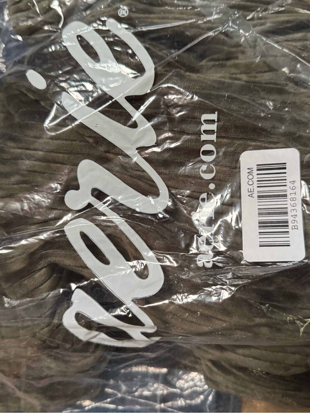 aerie Olive Ribbed Tee - Olive Green